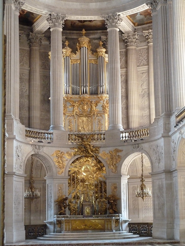 versailles, organ, gold, palatial, church, cathedral