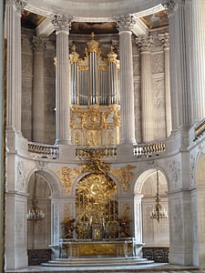 Versailles, ērģeles, Zelts, pilsveidīgs, baznīca, katedrālē