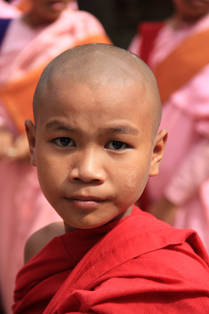 азиатски, будизъм, Бирма, Монк, Мианмар, Пагода, лице