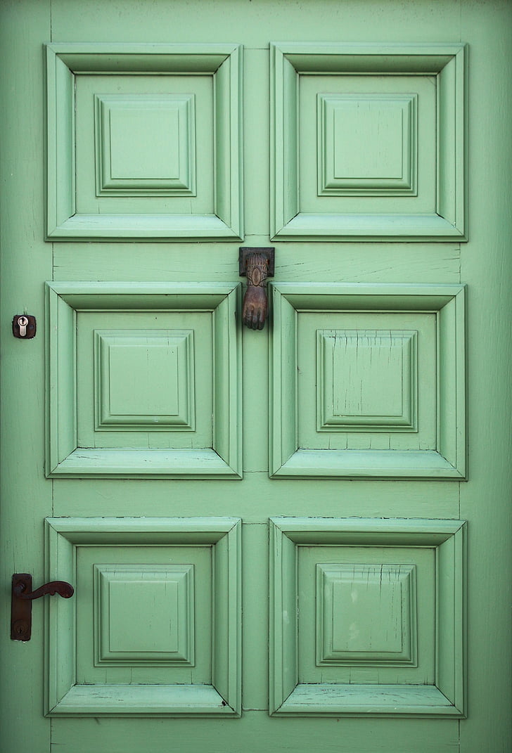 hijau pintu, eksterior, masuk, rumah, bangunan, arsitektur, perumahan