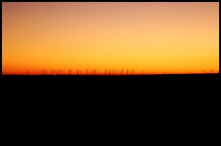 Palencia, vindmøller, Bornholm, Horizon, solnedgang, himmelen ved solnedgang, landskapet
