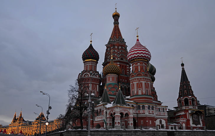 Moskva, Rusko, Kreml, kopule, Katedrála, střed, Architektura