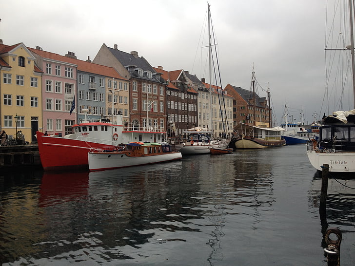 Dinamarca, canal, cores, embarcação náutica, Porto, Europa, água