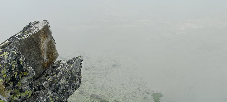 rocks, mountain, foggy, cliff, stone, misty, hiking