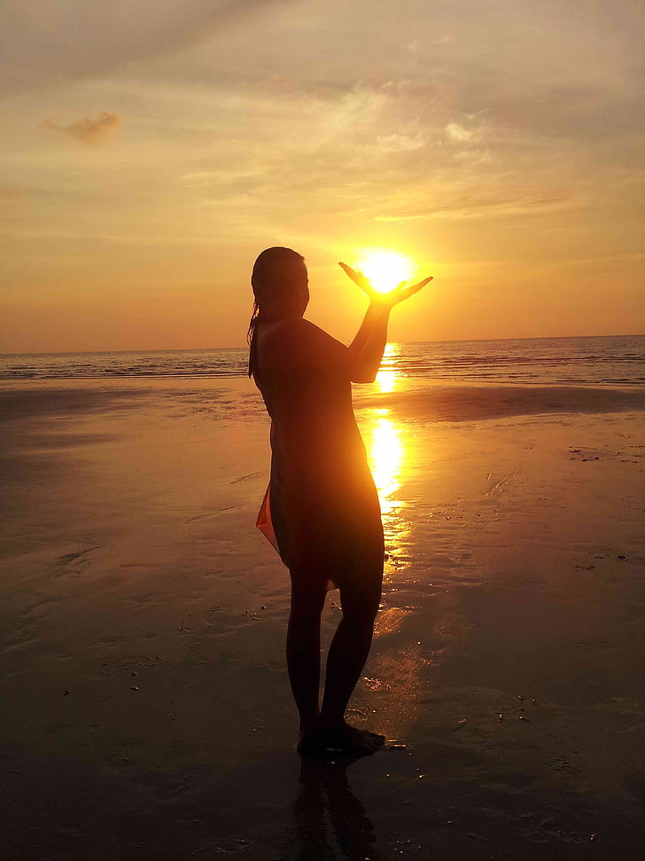 solen, havet, kväll vid havet, solnedgång, Marina sunset, reflektion, stranden