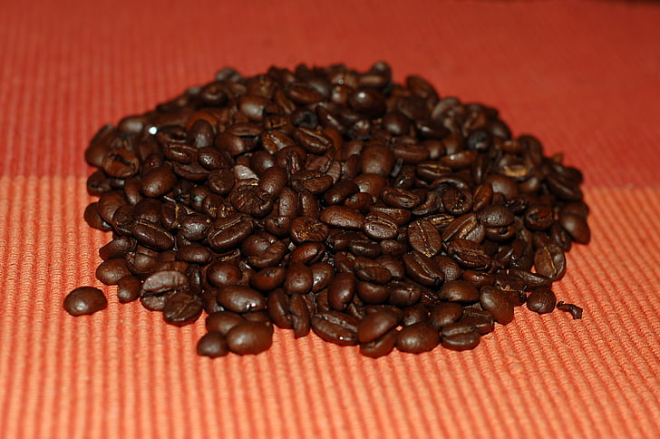 kaffe, bönor, kaffebönor, rostad, svart, makro, mörka