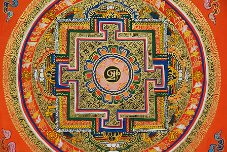 Mandala, Tibet, Nepal, Mönch, Dekoration, Blumenmuster, indigene Kultur