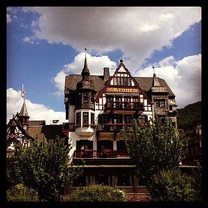 assmanshausen, Hotel, krono, stari, zgodovinsko, Ren, regiji Rheingau