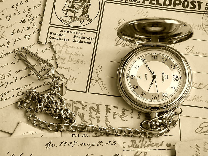 hour s, pocket watch, old, time, indicator, picture postcard, analog