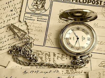 時間 s, ポケット時計, 古い, 時間, インジケーター, 絵葉書, アナログ