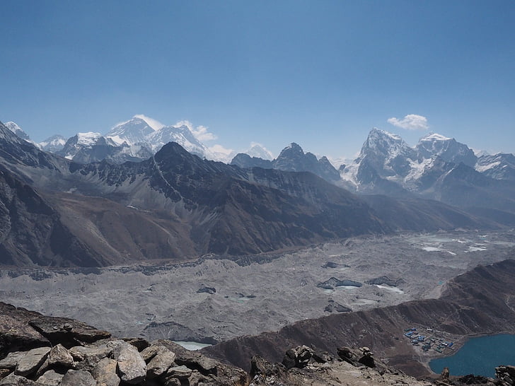 Trek, Everest, Nepal, góry, pasmo górskie, krajobraz, pejzaż