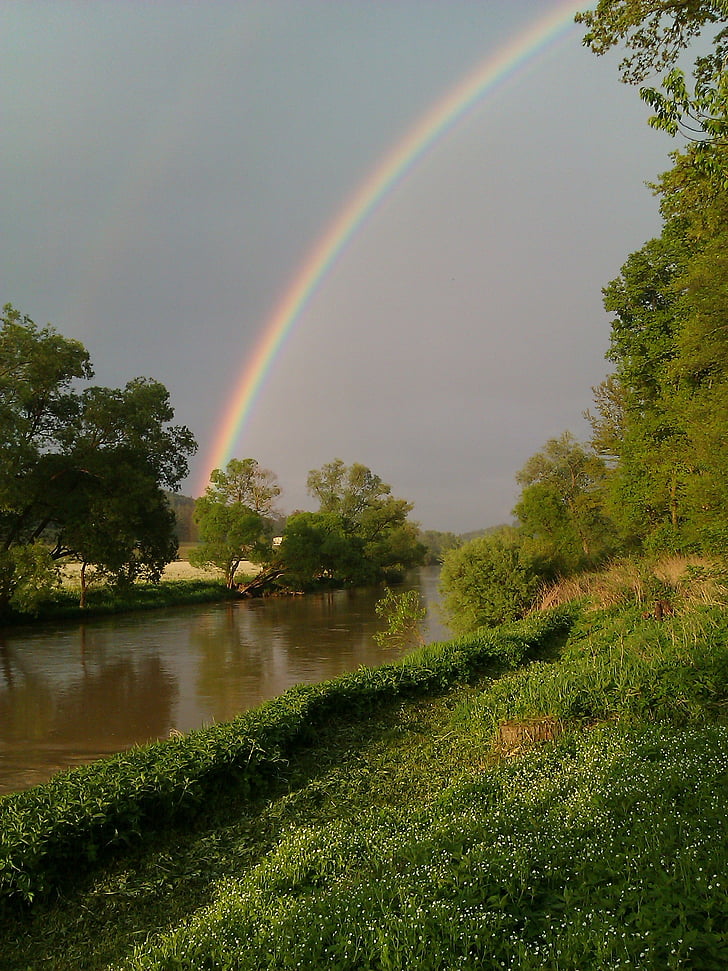 Rainbow, floden, Sky, landskap, naturen, vatten, Heaven