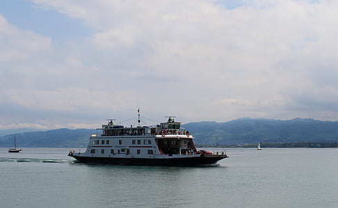 ship, motor ship, car ferry friedrichshafen, passenger ship, mood, lake constance, romanshorn