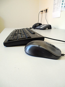 teclado, ratón, teléfono, escritorio, lugar de trabajo, trabajo, Oficina