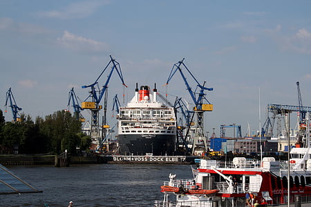 Queen mary 2, Port, kapal, pelayaran, kapal pesiar, kapal motor, Hamburg