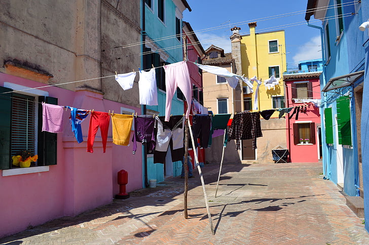 Velence, Burano, színek, Olaszország, törlőkendők, tenger, szín