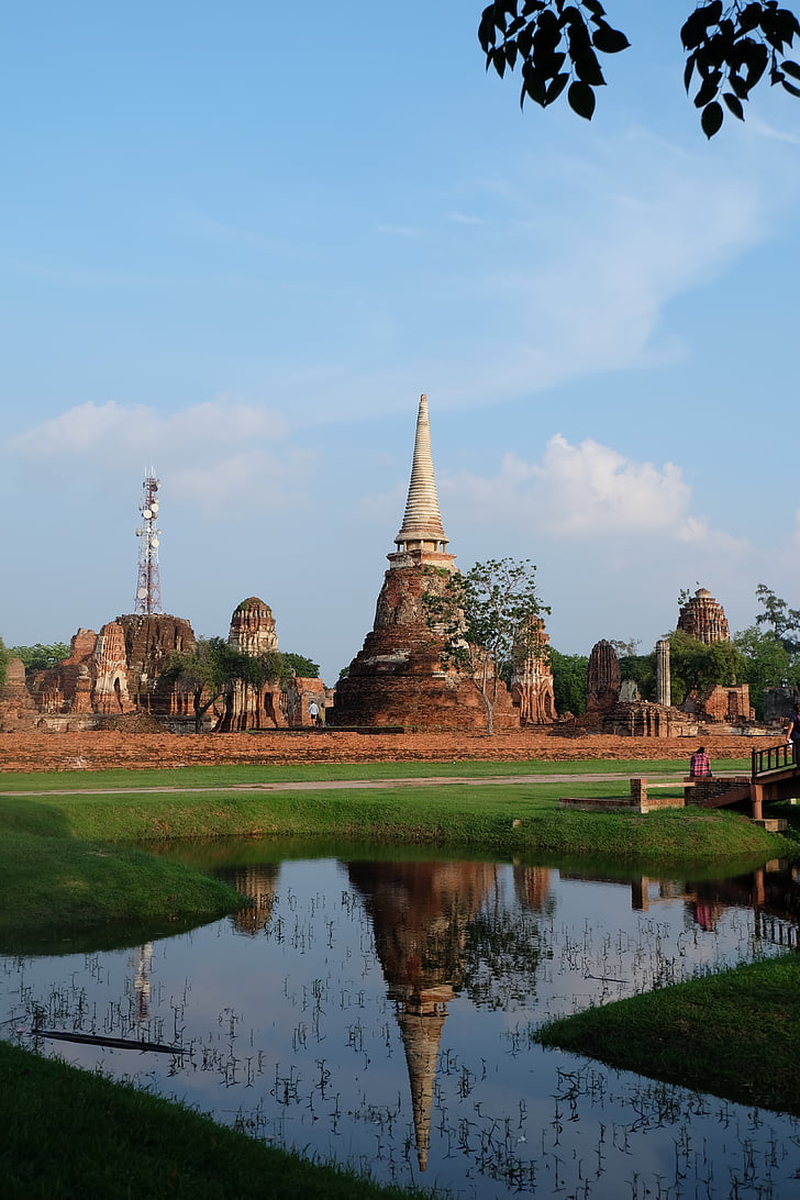 Thailand, den antika huvudstaden, Dacheng, reflektion, kontrast