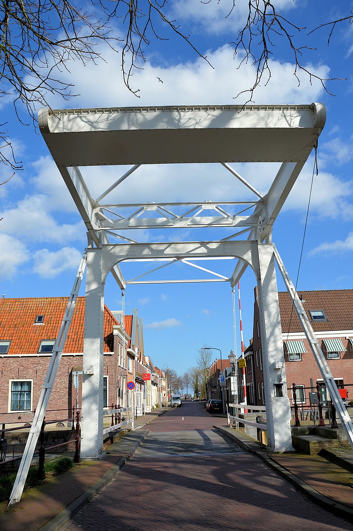 Povijest, most, crtanje, tradicionalni, kanal, arhitektura, nizozemski