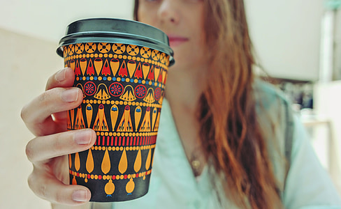 kopi, minuman, pagi, Piala, tangan, Sarapan, orang