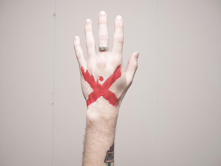 άτομα, ο άνθρωπος, χέρι, τατουάζ, χρώμα, τέχνη, κόκκινο