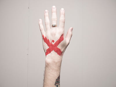 people, man, hand, tattoo, paint, art, red