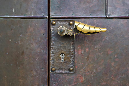 maçaneta da porta, Capela, cobre, latão, metal, lidar com, entrada
