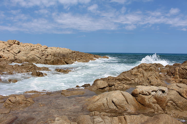 Szardínia, keleti partján, mediterrán, kék, rock, tenger, Beach