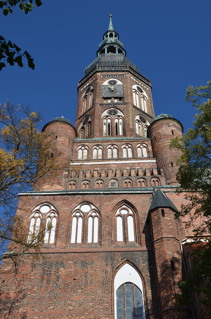 baznīca, tornis, gotika, ķieģeļu gotikas, Greifsvaldē, viduslaikos, ēka