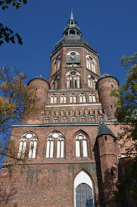 Igreja, campanário, gótico, gótico de tijolo, Greifswald, idade média, edifício