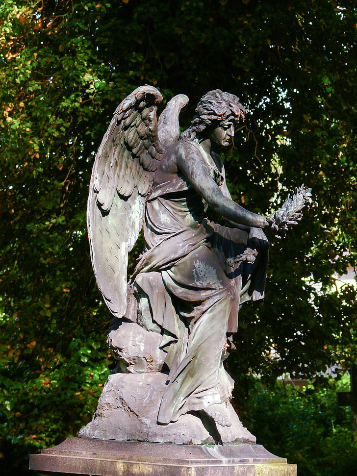 sculpture, cemetery, angel, statue, stone sculpture, monument