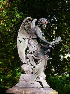 sculpture, cemetery, angel, statue, stone sculpture, monument