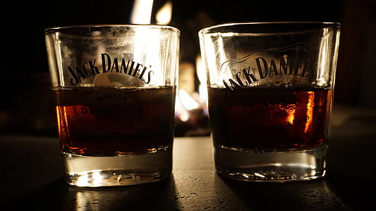 Jack daniels, whisky, lunettes, boisson, alcool, Brandy, feu