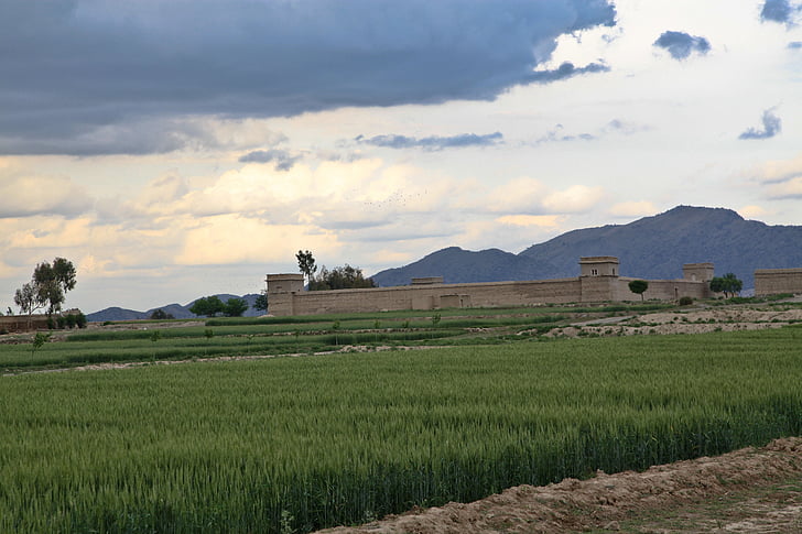 fortress, fort, stronghold, landscape, farmland, afghanistan, agriculture