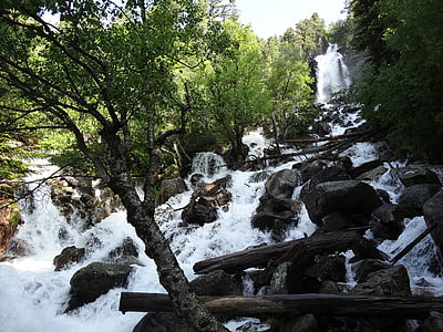 waterfall, water, nature, spain, landscape, aigüestortes, pyrenees