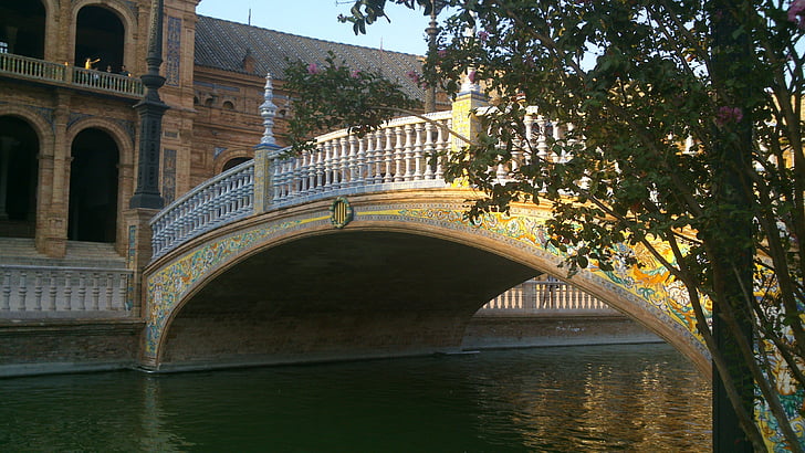 Sevilja, tilts, upes, vēsturisko, pilsēta, vecais