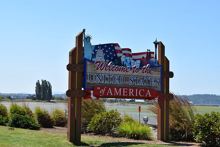 america, welcome to america, 4th july, fourth of july, sign, border, patriotic