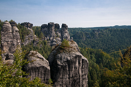 Elbsandsteingebirge, Saxon Šveits, Rock stage, Rathen, Bastei, mägi, mäed