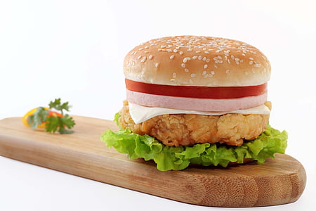 burger, kylling sandwich, hurtigmat, mat, hamburger, junk mat, måltid