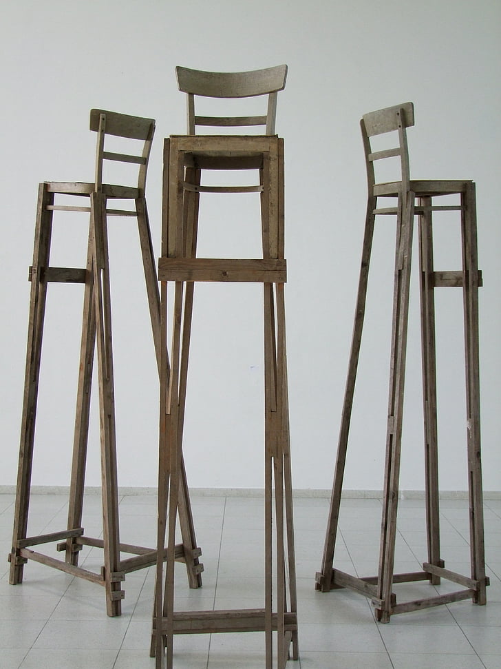 cadires, cadira, Art, exposició, fusta