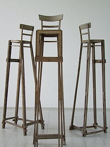 stoelen, stoel, kunst, tentoonstelling, hout