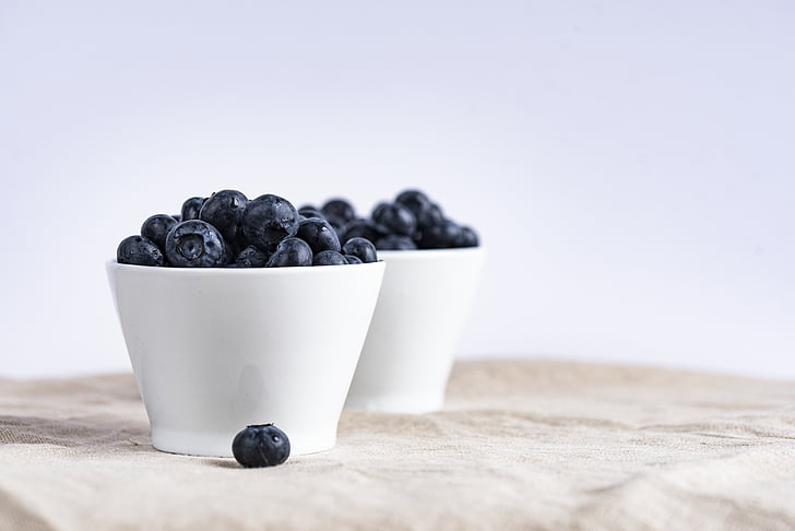 Blueberry, borówki, jagody, owoce, kubki, jedzenie, odżywianie