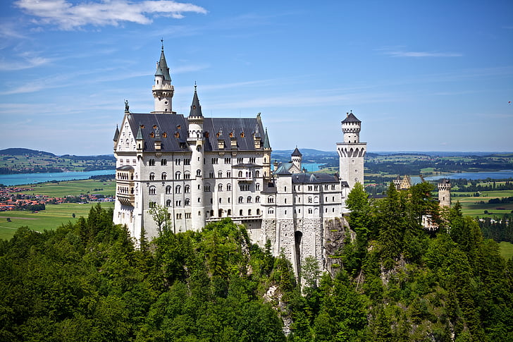 Neuschwanstein, Château, Allemagne, Disney, point de repère, architecture, l’Europe