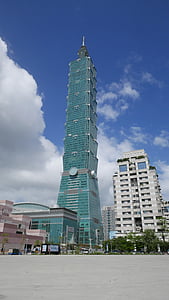 Taipei 101, pilsēta, tornis, saulainās dienās
