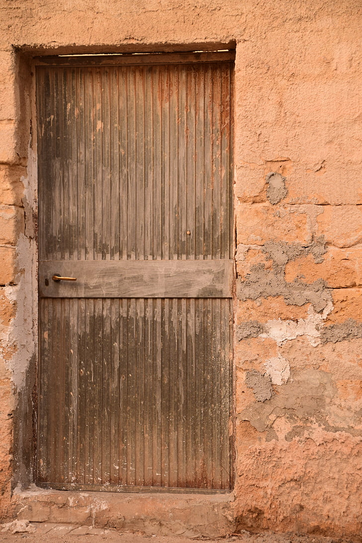 door, old door, wall, house entrance, front door, warehouse door, masonry