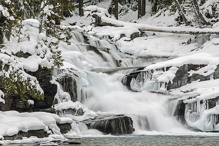 McDonald creek, inverno, neve, ghiaccio, che scorre, acqua, diretta streaming