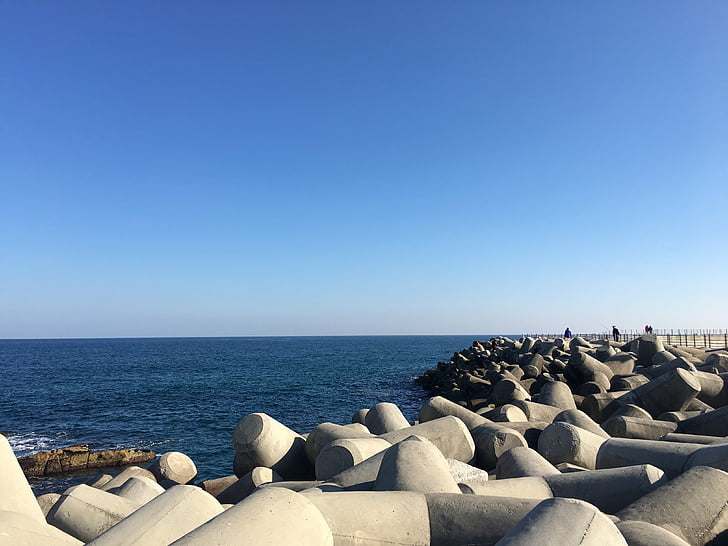 rompeolas, mar, Mar de invierno, República de Corea