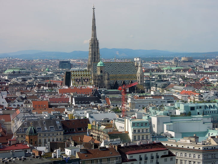Wien, St Stephans katedral, dom, staden, Bra utsikt