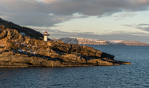 Норвегія, маяк, море, Природа, краєвид, подорожі, небо