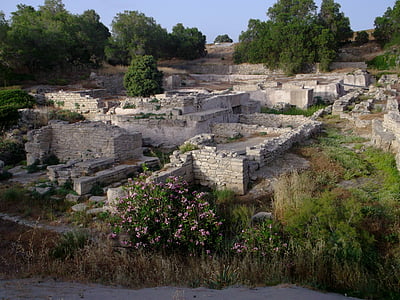 výkopové, chrám, vykopávky, Kréta, ruiny, starožitnost