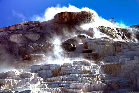 Yellowstone nationalpark, Wyoming, USA, sinter terassen, vulkan, Amerika, vulkanske